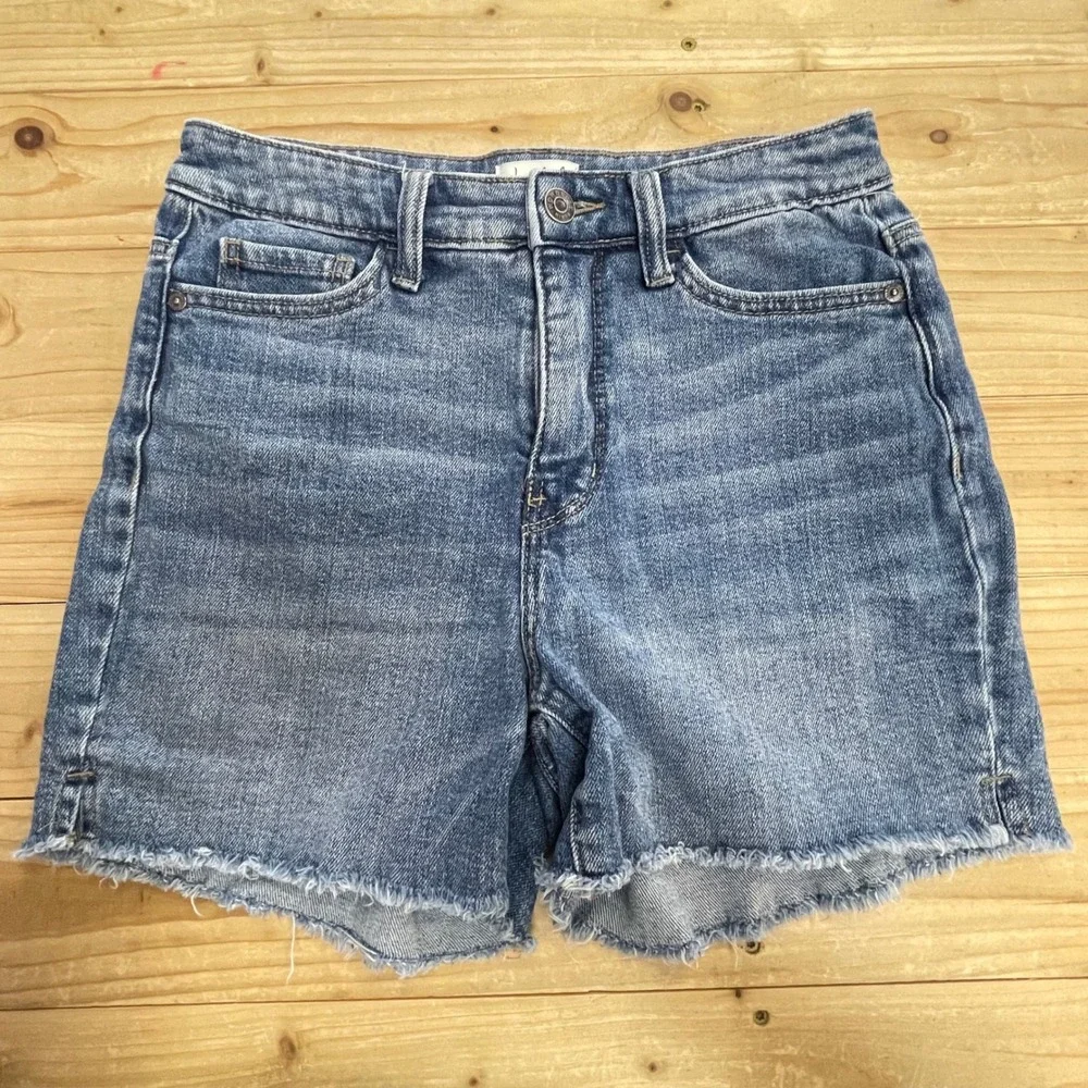 Wonderly Denim Shorts High Rise Frayed Hem Casual Blue Jean Shorts 4R